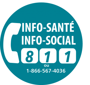 Logo 811, pour Info-Santé et Info-Social composez le 811 ou le 1-866-567-4036