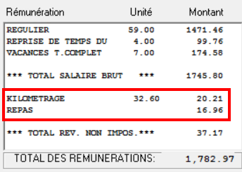 remboursement pour des frais de KM 